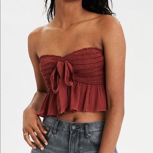 American Eagle Crochet Tie Front Tube Top